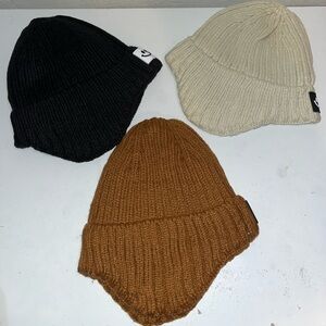 Cozy Knit Beanie Set for Babies - Black, Cream, and Brown